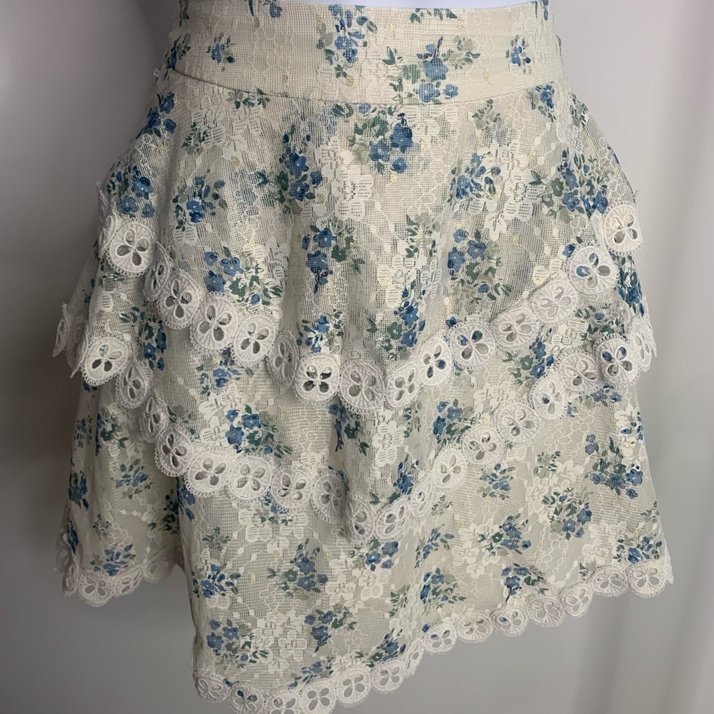 Floral Lace Trim Skirt